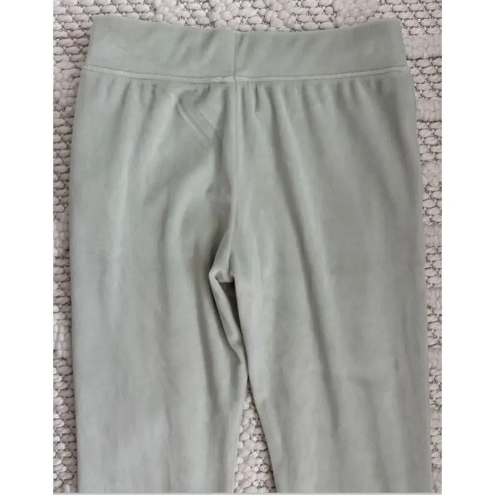 NWOT Abercrombie & Fitch Girls Y2K Green Velour Sweatpants Size 7/8
